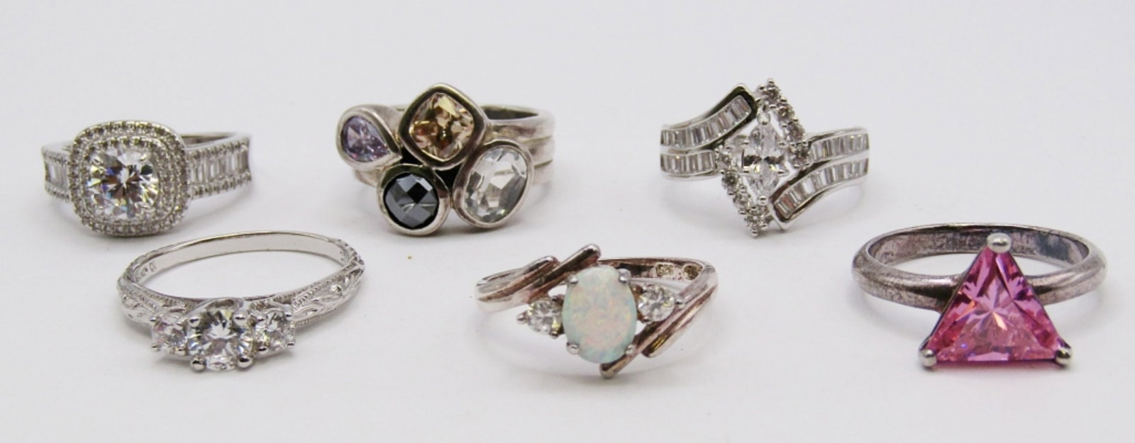 (6) STERLING SILVER BLING FASHION RINGS (1 of 3)