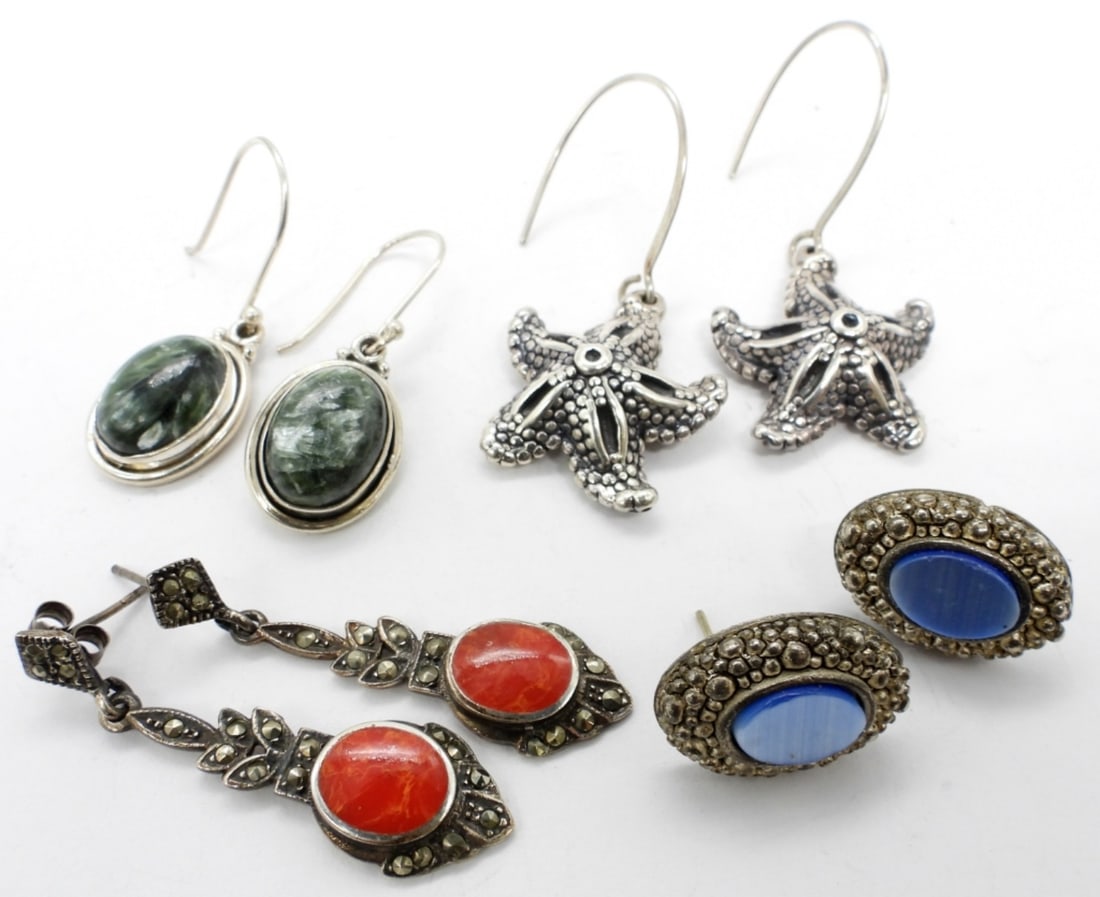 (4) PAIRS STERLING PIERCED EARRINGS (1 of 2)