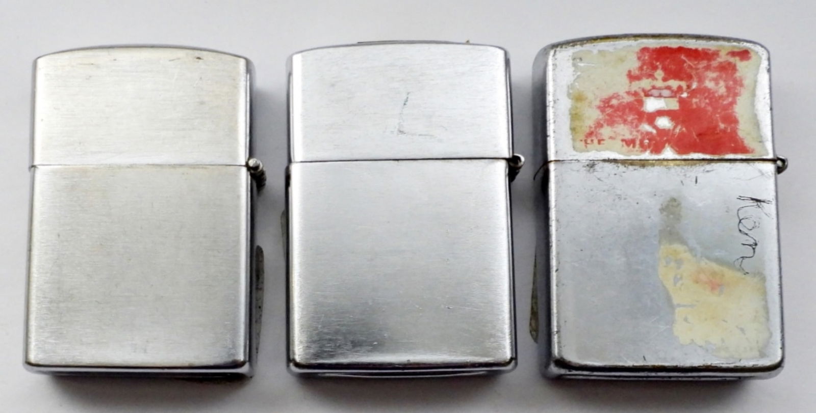 (3) VINTAGE BRUSHED CHROME LIGHTERS (1 of 4)