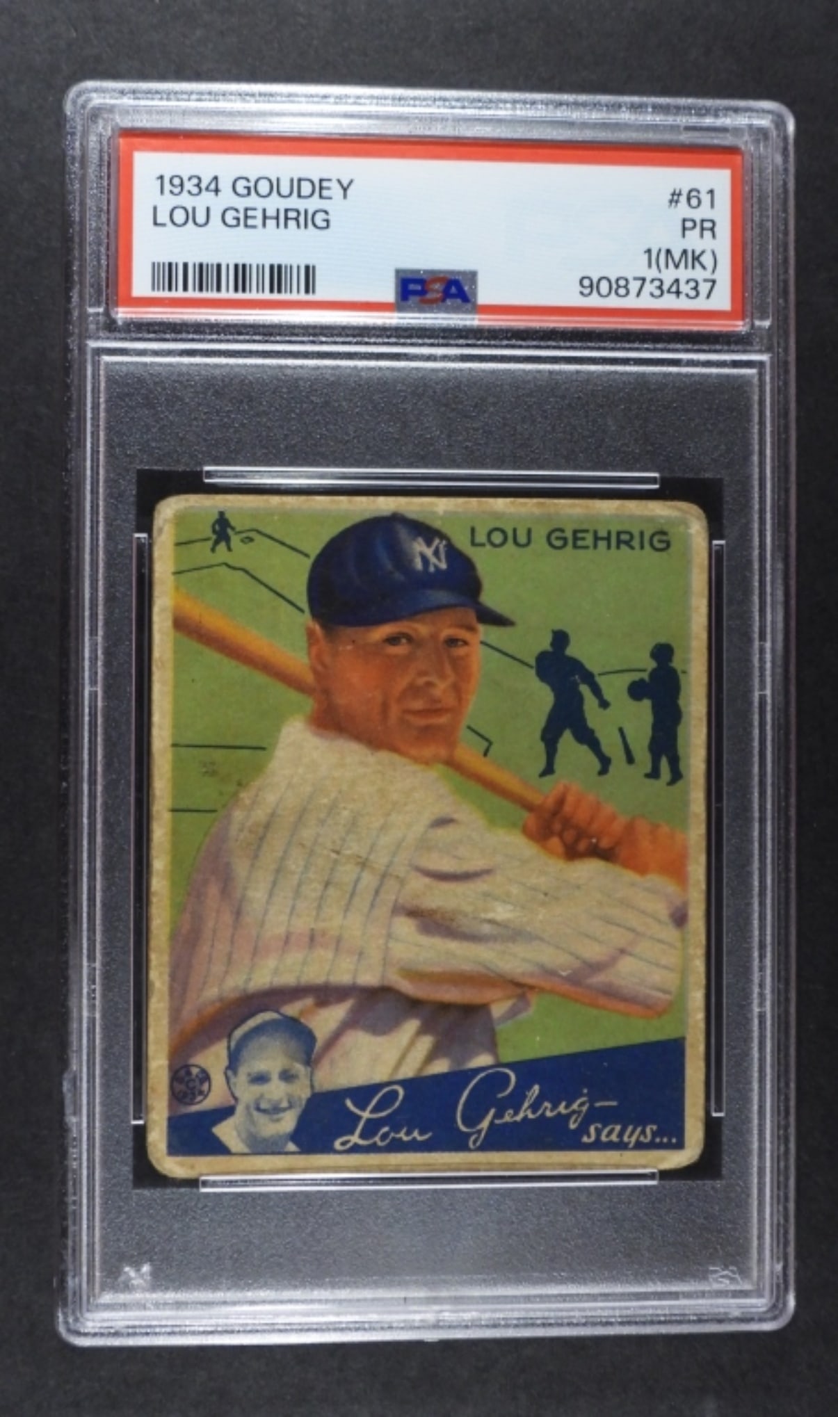 1934 GOUDEY #61 LOU GEHRIG PSA 1 (MK) (1 of 2)