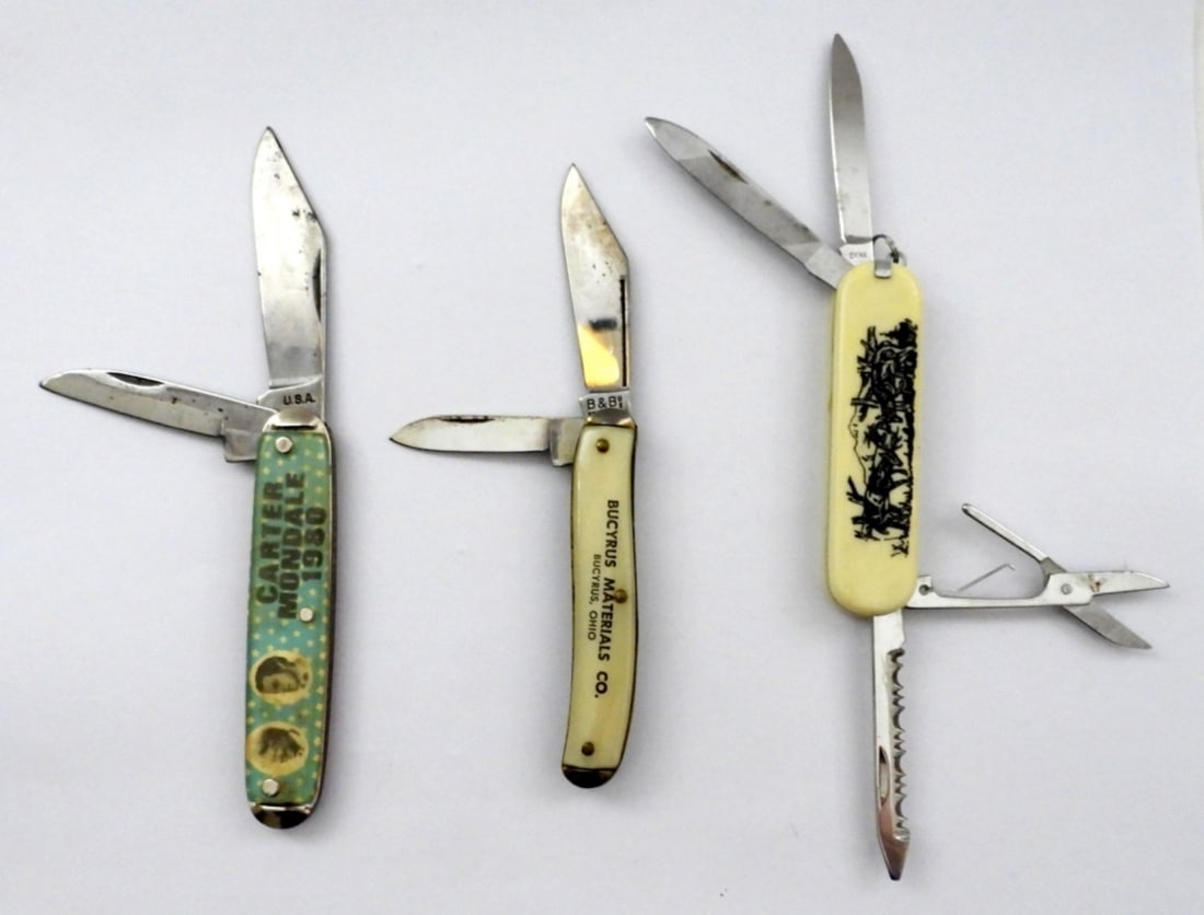 (3) VINTAGE ADVERTISING POCKET KNIVES (1 of 2)