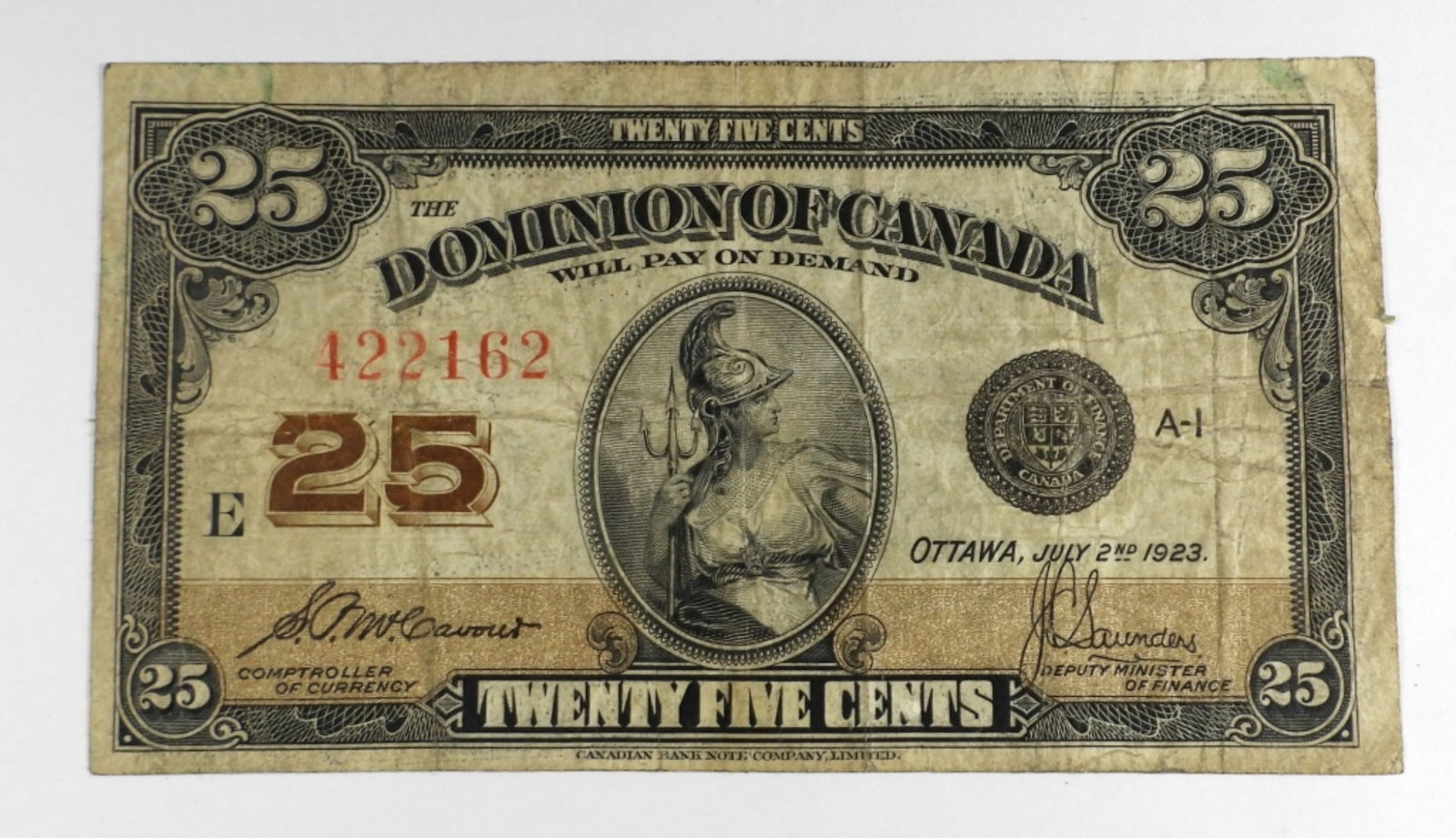 1923 CANADA 25 CENTS BANKNOTE (1 of 2)