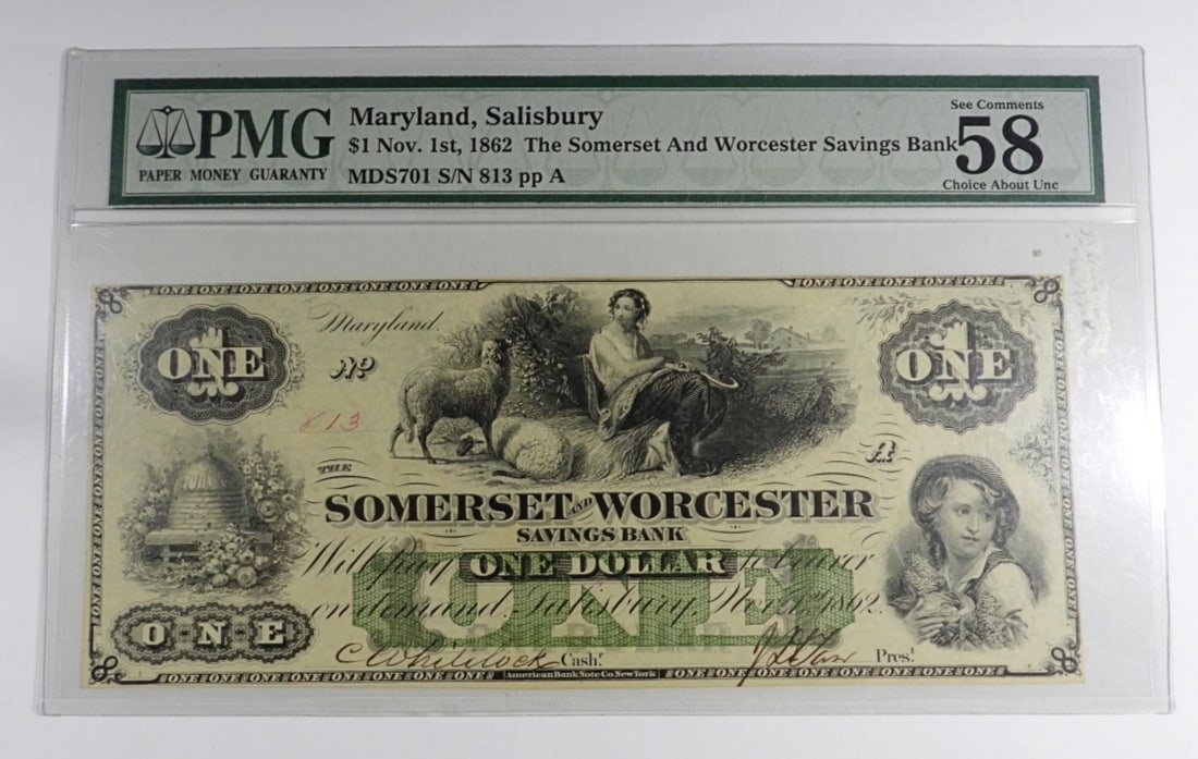 1862 $1 MARYLAND, SALISBURY PMG 58 (1 of 2)