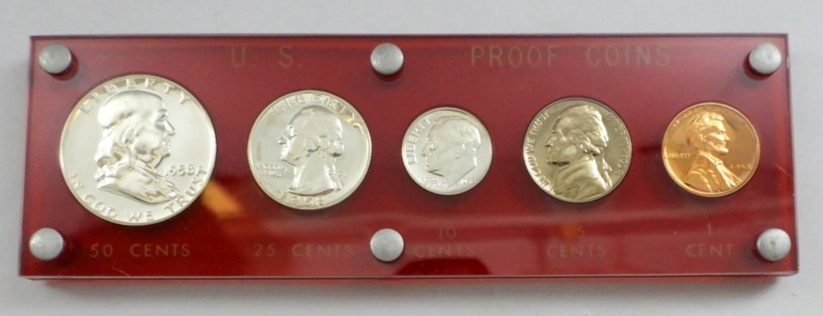 1958 PROOF YEAR SET IN PLASTIC HOLDER (1 of 2)