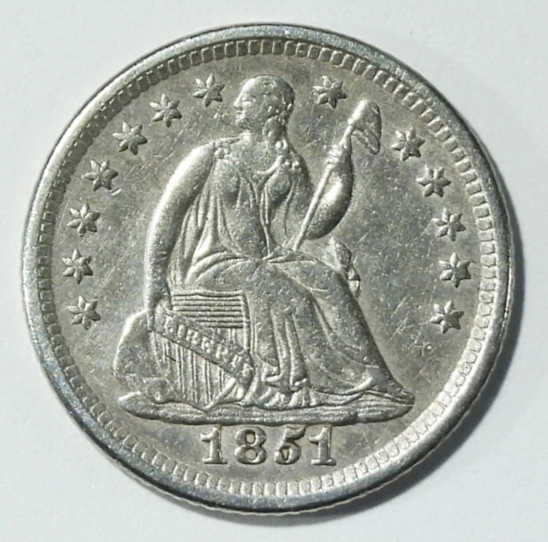 1851-O SEATED LIBERTY HALF DIME XF (1 of 2)