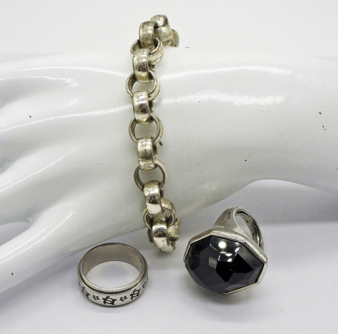 Silver Tone Bracelet & Rings (1 of 3)
