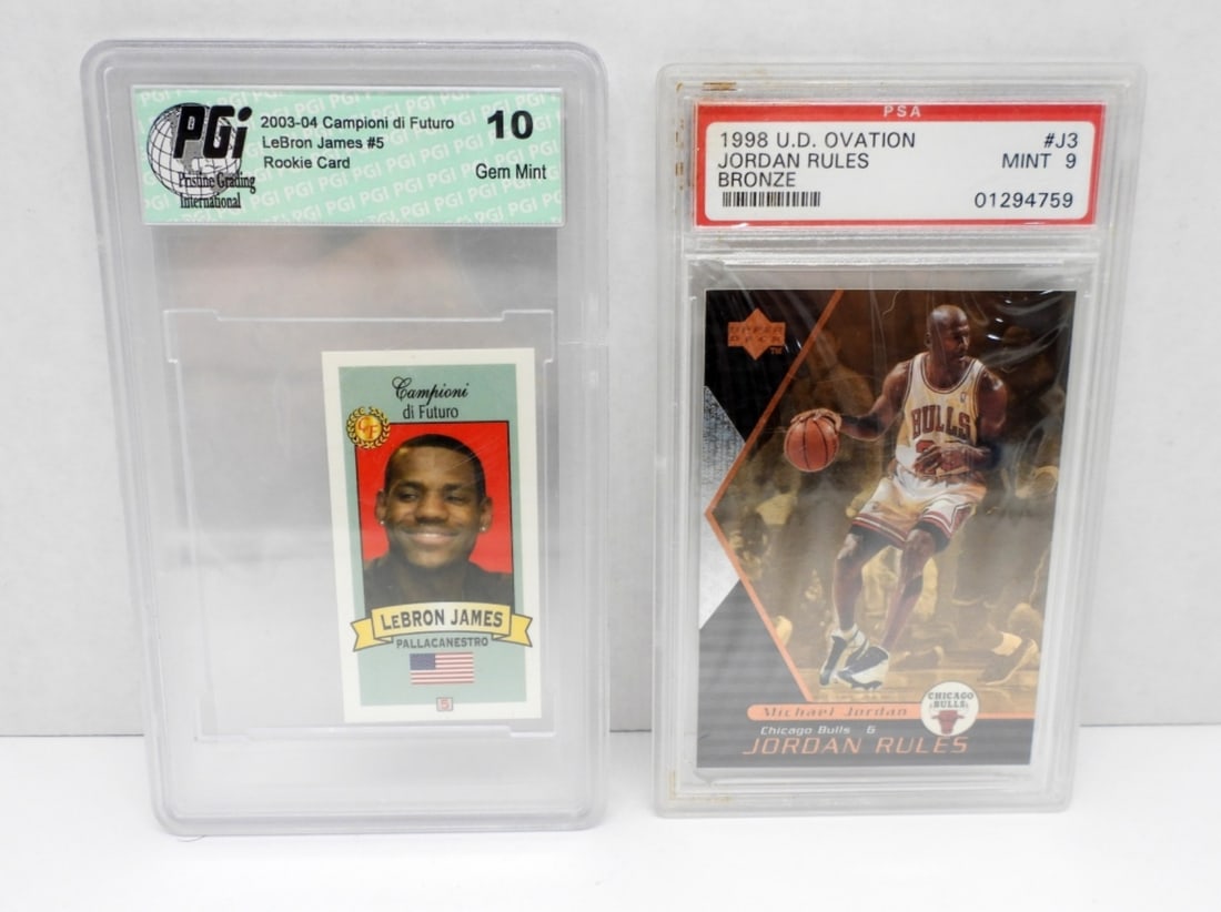 1 PSA MICHEAL JORDAN & 1 PGI LEBRON JAMES CARDS (1 of 5)