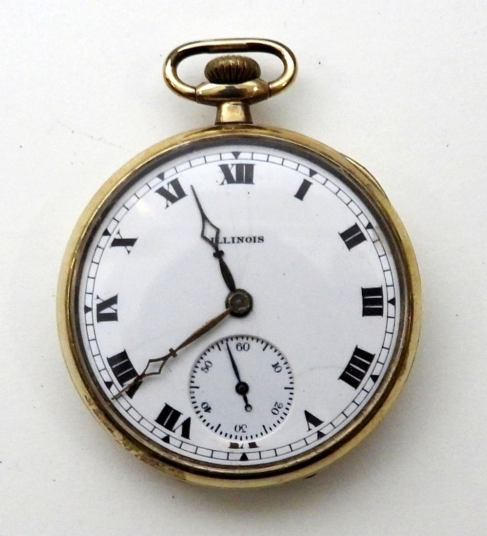 1915 ILLINOIS OPEN FACE POCKET WATCH (1 of 5)
