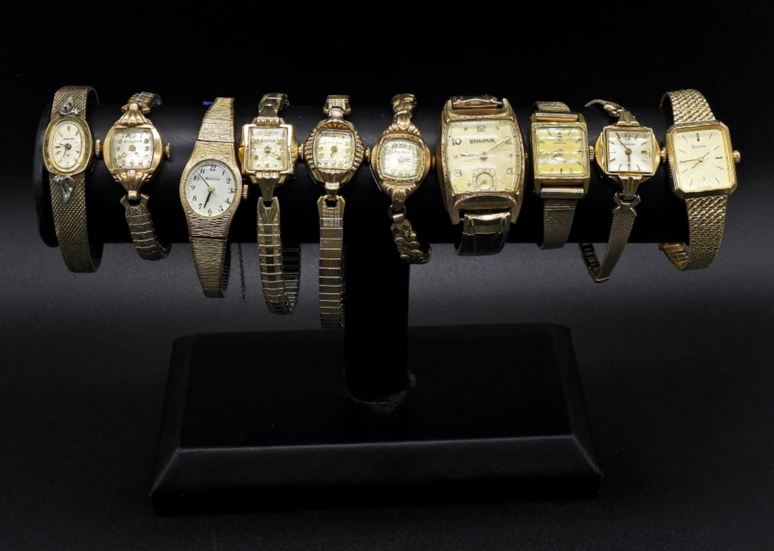 10 BULOVA GOLD TONE VINTAGE LADIES WATCHES: NOT TESTED AS TO WORKING OR NOT - TEN BULOVA BRAND, GOLD TONE VINTAGE LADIES WATCHES