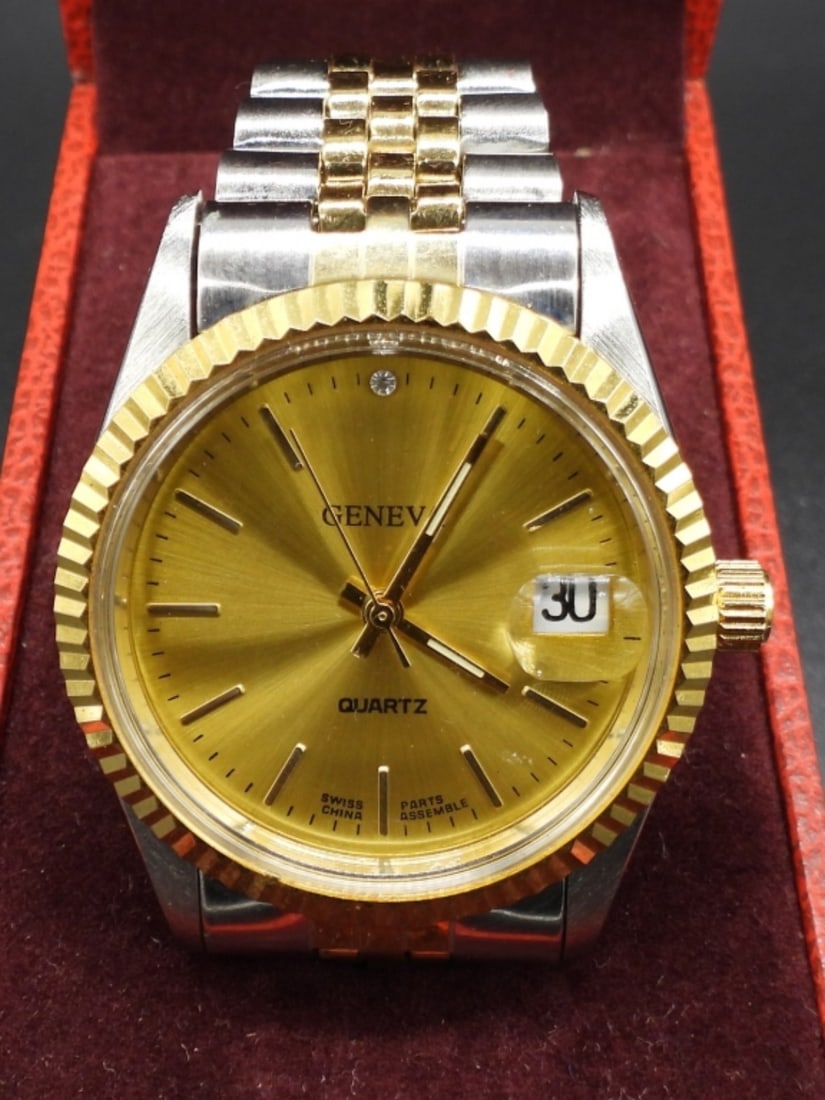 GENEVA QUARTZ MENS TWO TONE WATCH (1 of 4)