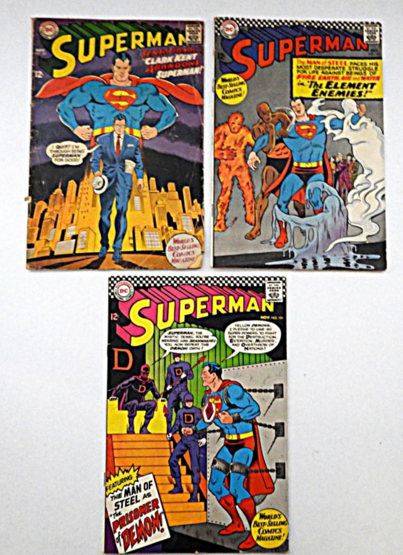 (3) DC SUPERMAN #190,191,201, 12-CENT COMICS, (1 of 2)
