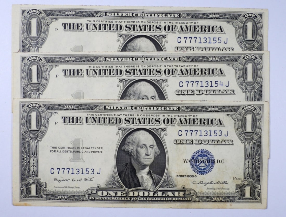 (3) 1935 $1 SILVER CERTS CONSECUTIVE # (1 of 3)