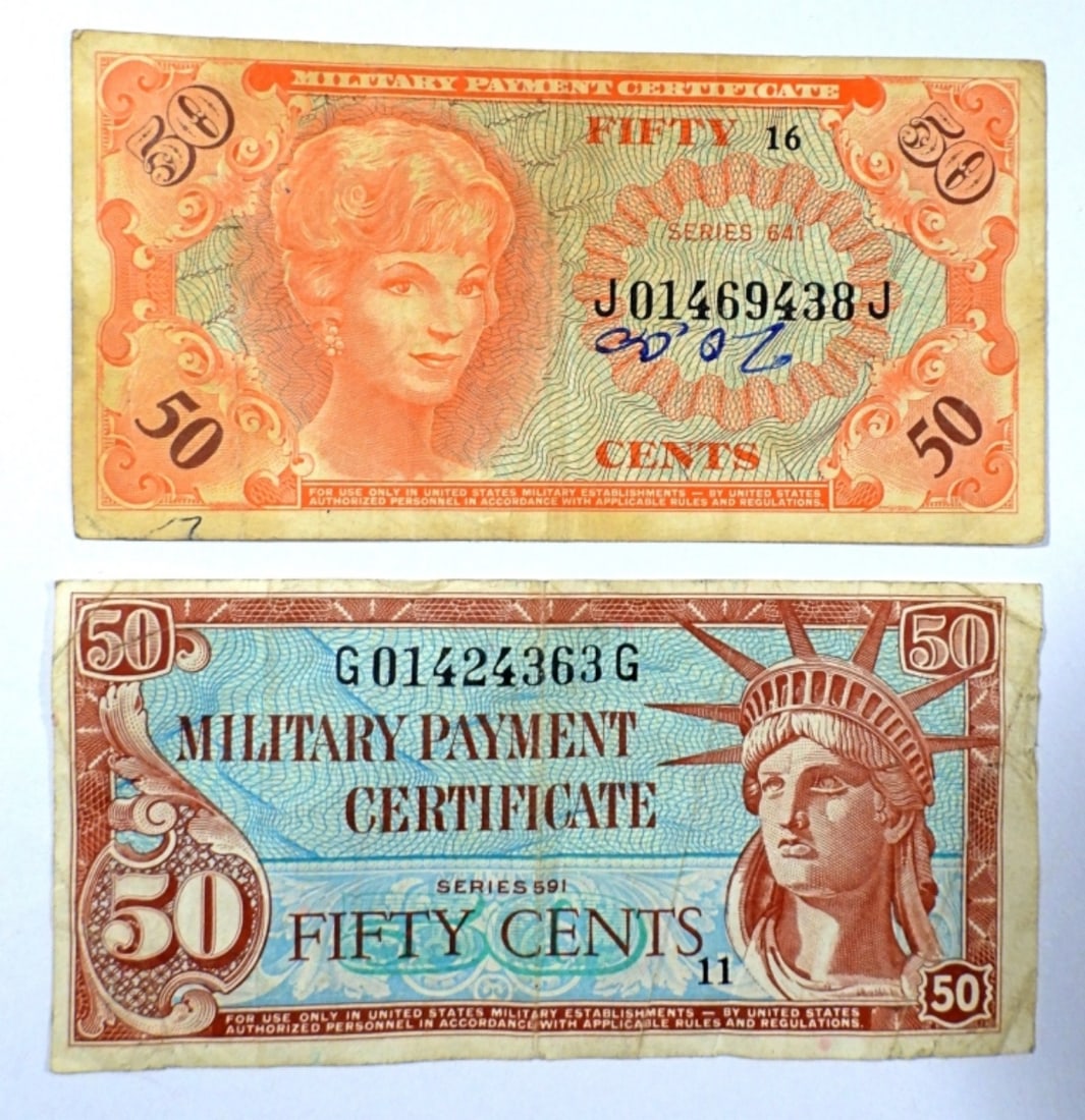 (2) MILITARY PAYMENT NOTES FIFTY CENTS (1 of 2)
