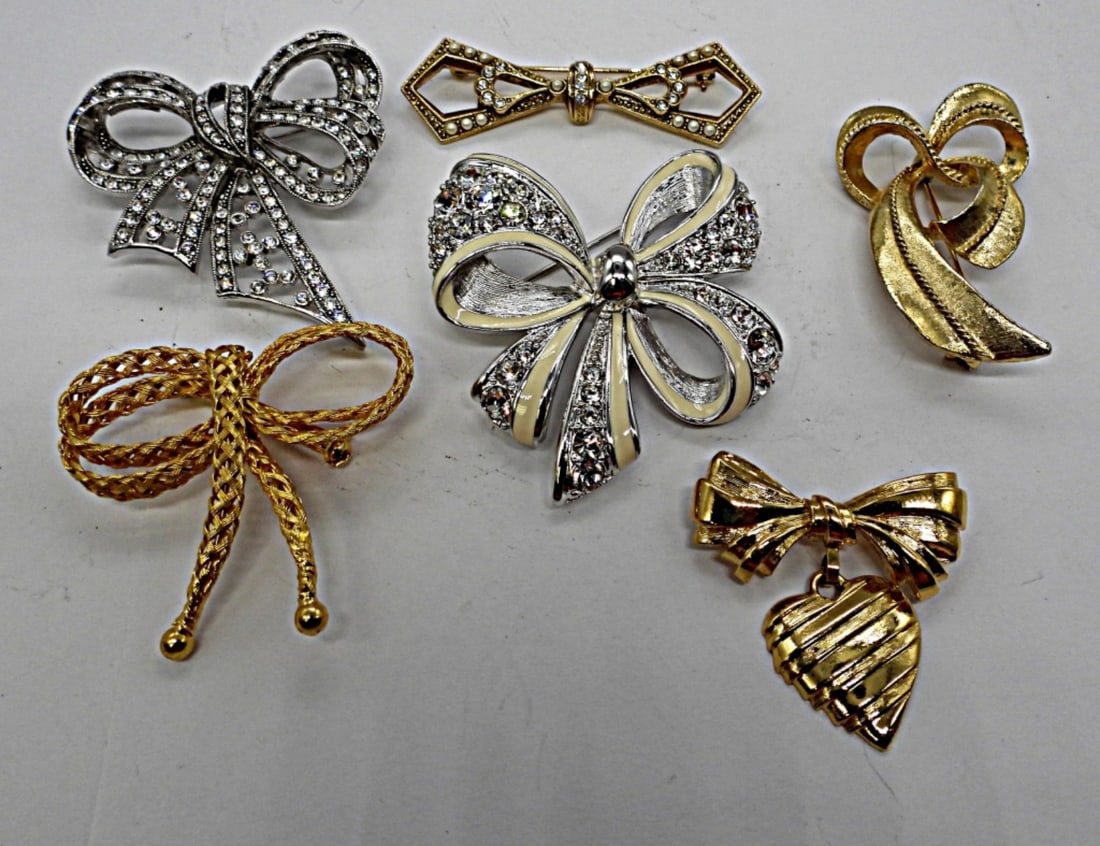 (6) VINTAGE  BOW BROOCH LOT (1 of 2)