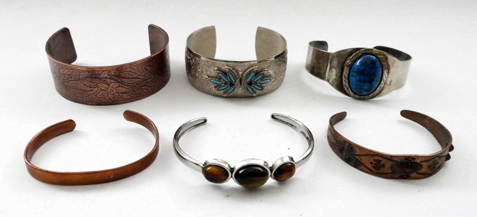 (6) CUFF STYLE BRACELETS - TURQUOISE (1 of 3)