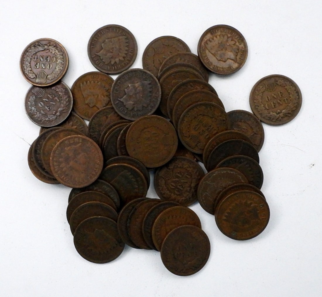 50 INDIAN HEAD CENTS MIXED LOT (1 of 2)