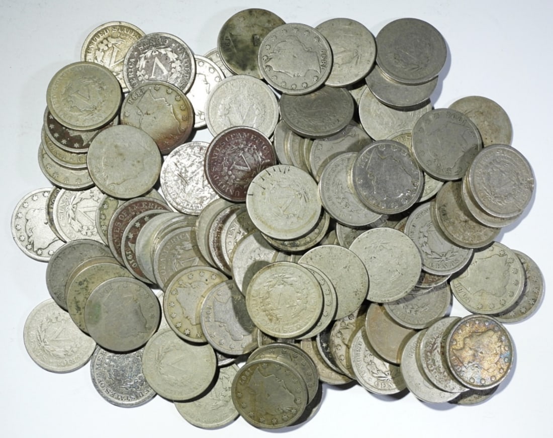100-LIBERTY "V" NICKELS: MIXED CIRC