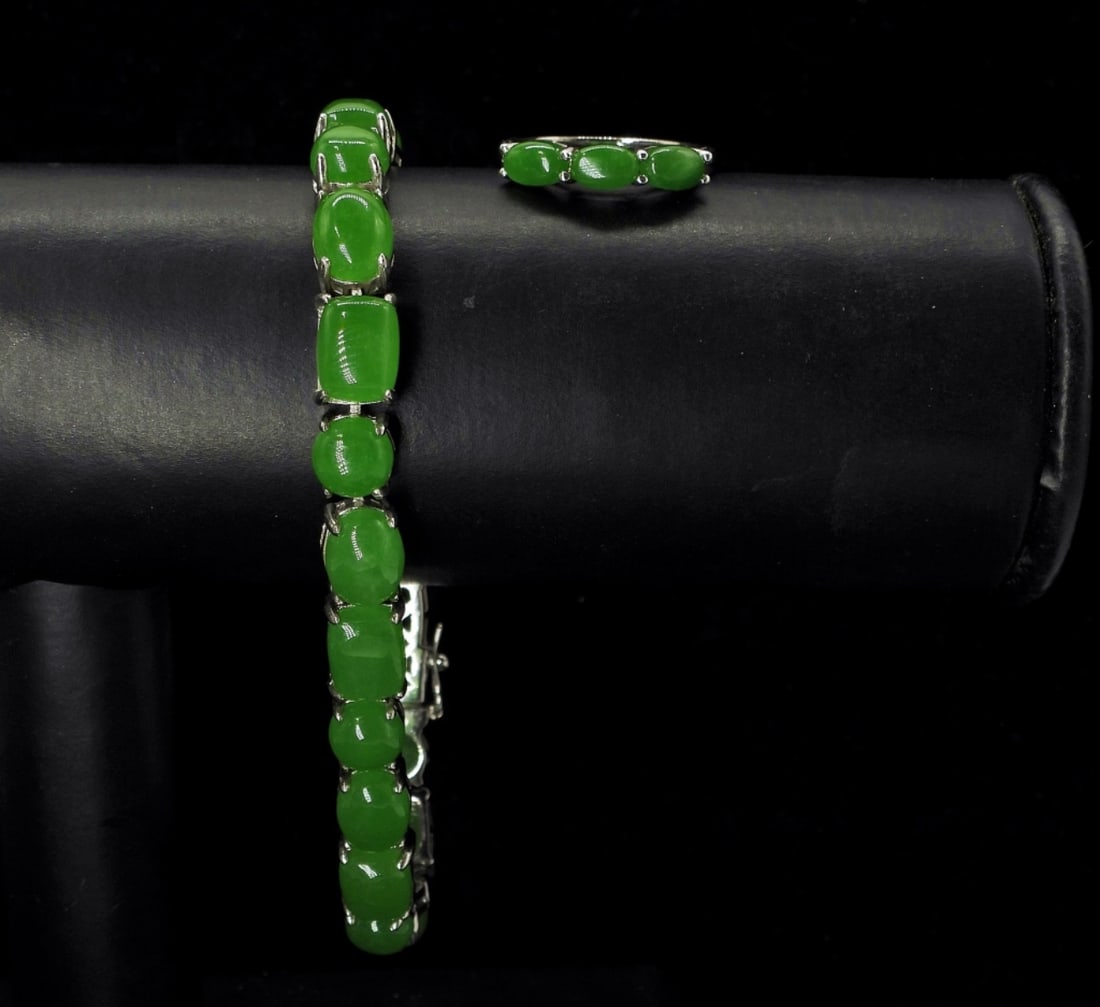JADE STERLING RING & BRACELET (1 of 3)