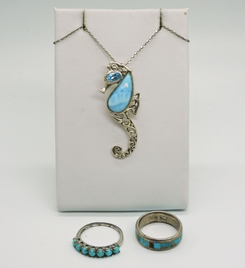 LARIMAR SEAHORSE 925 NECKLACE & MORE (1 of 3)