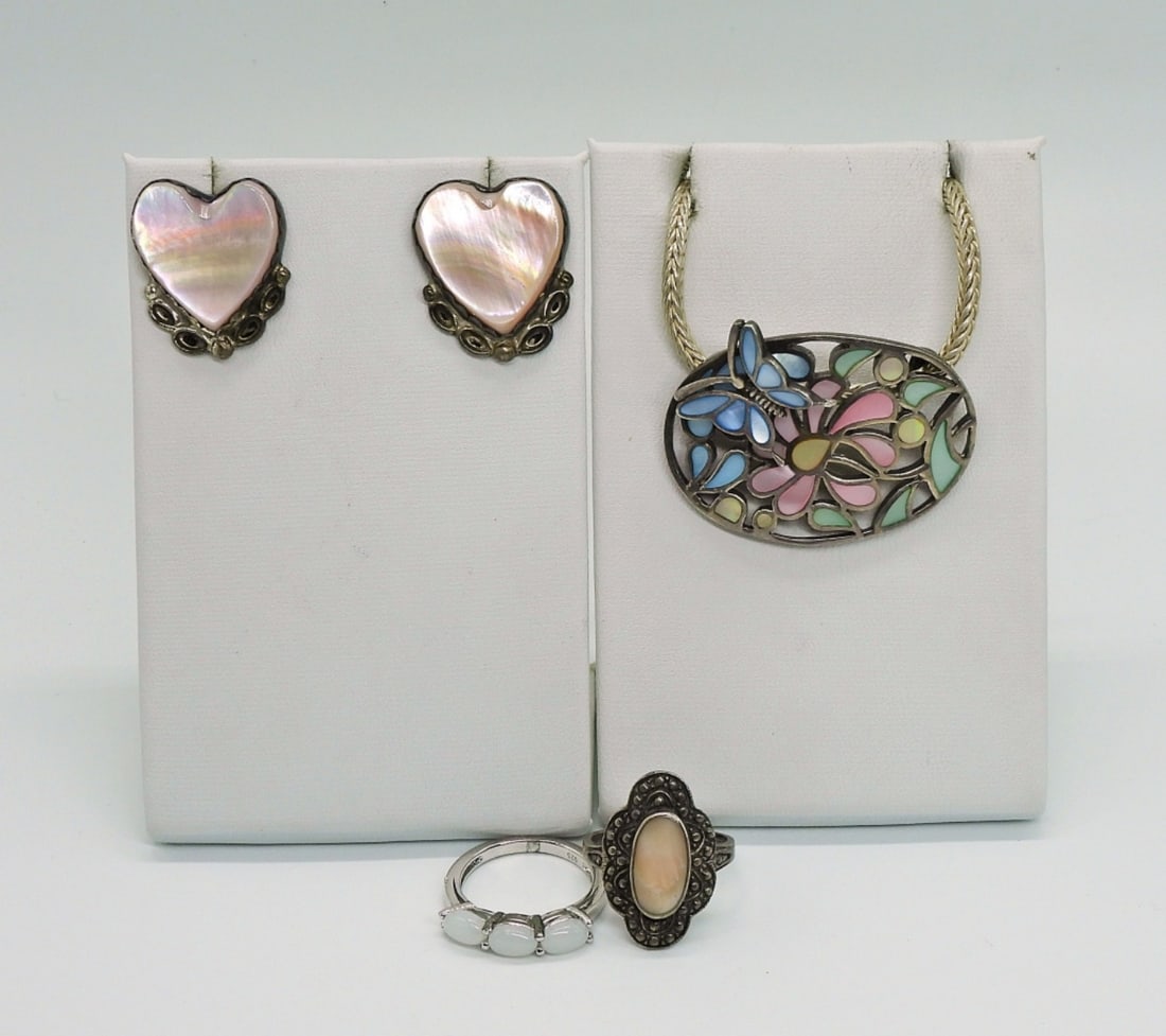COLORFUL MOTHER OF PEARL SET 925 (1 of 4)