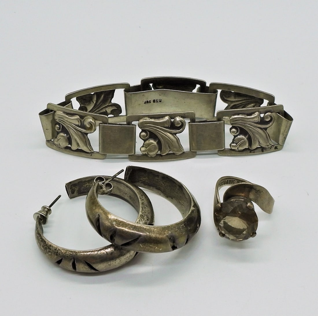 MEXICAN STERLING SMOKEY QUARTZ RING &MORE (1 of 4)