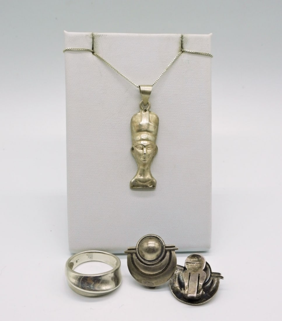 STERLING NECKLACE, RING & EARRING SET (1 of 3)