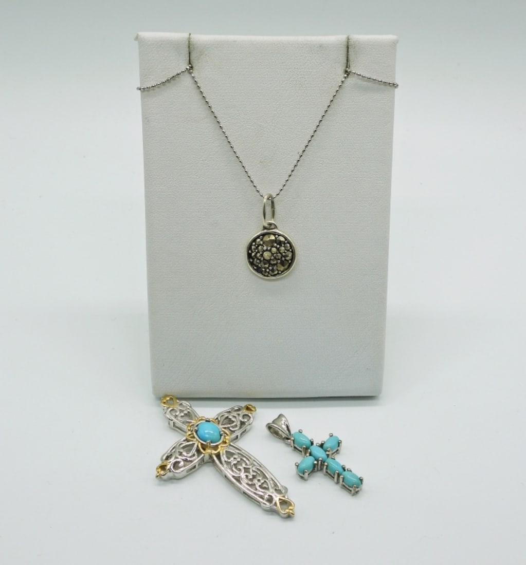 3 STERLING NECKLACES WITH GEMSTONES (1 of 3)