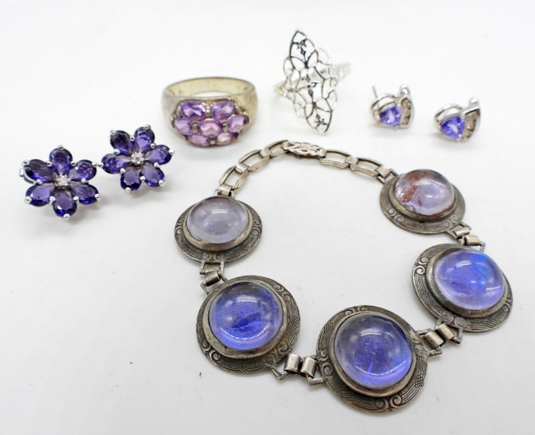 STERLING SET WITH PURPLE GEMSTONES (1 of 3)