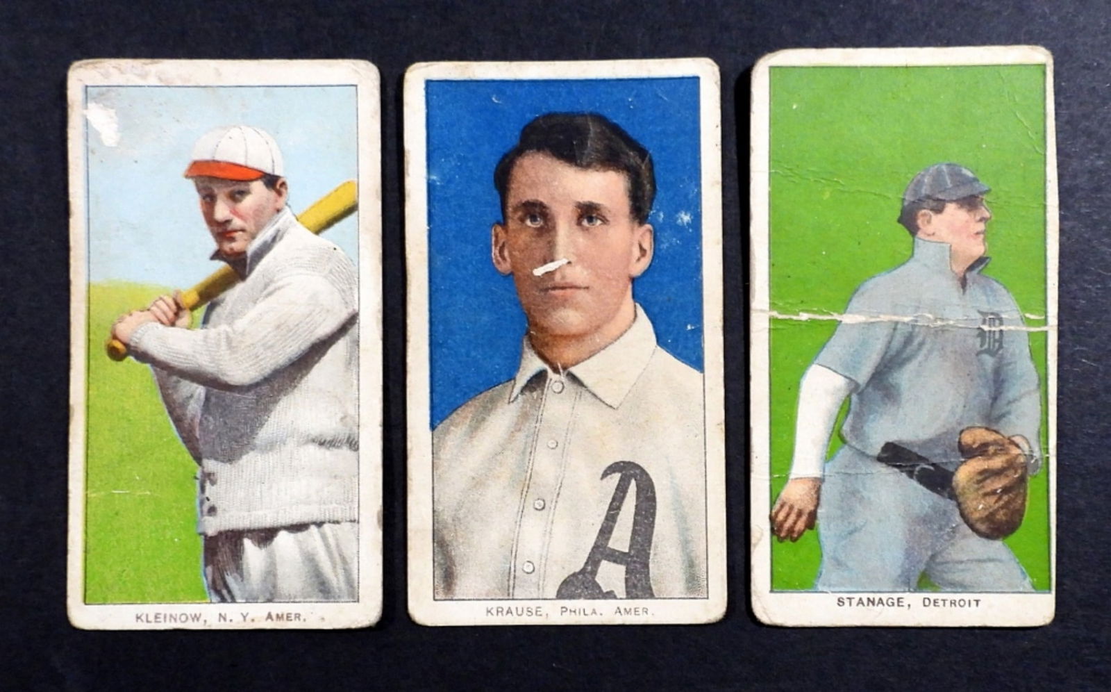 (3) 1909 T206 STRANGE, KRAUSE, KLEINOW (1 of 2)