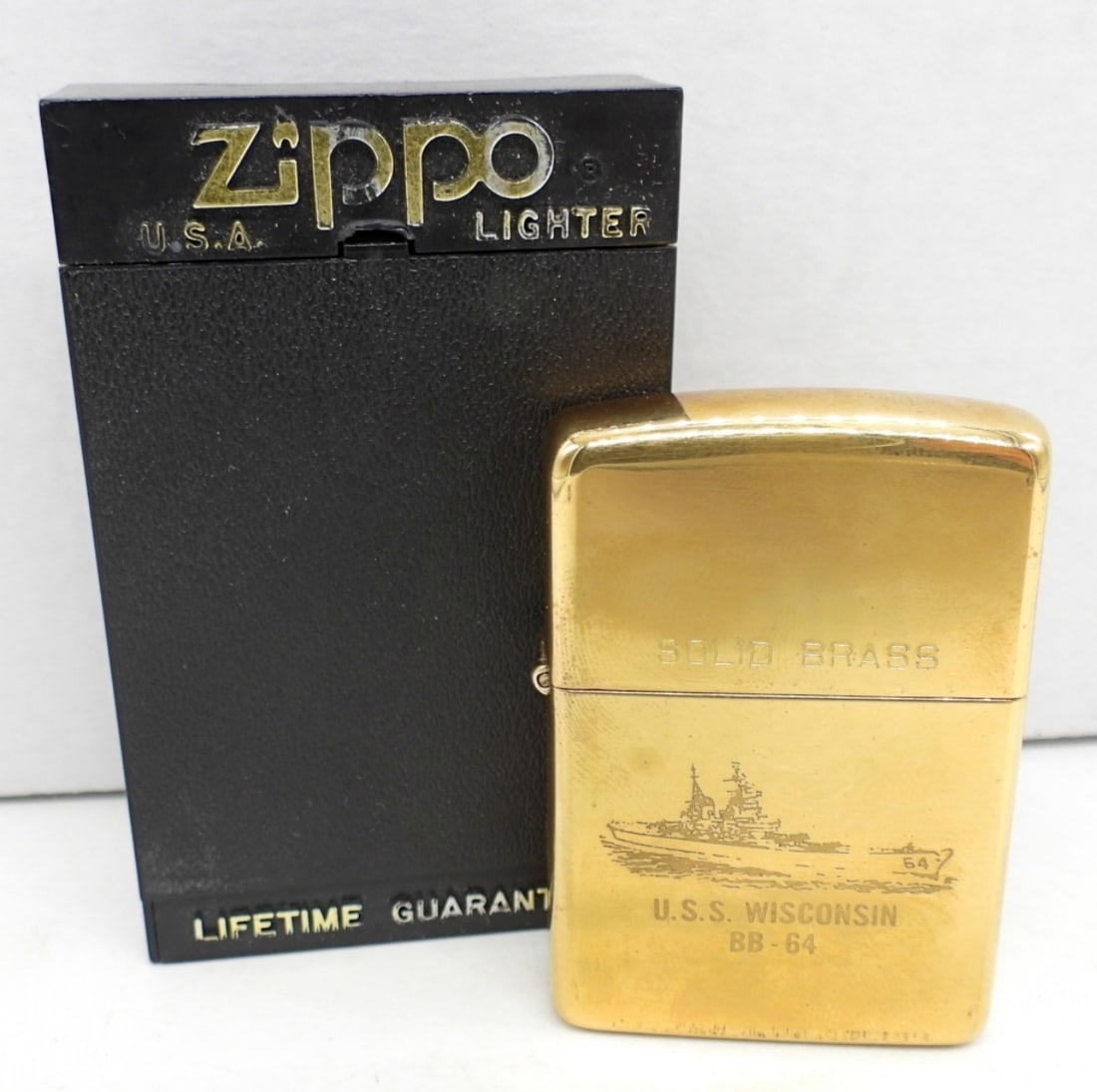 1932-1990  UNFIRED SOLID BRASS U.S.S WISCONSIN ZIP (1 of 5)
