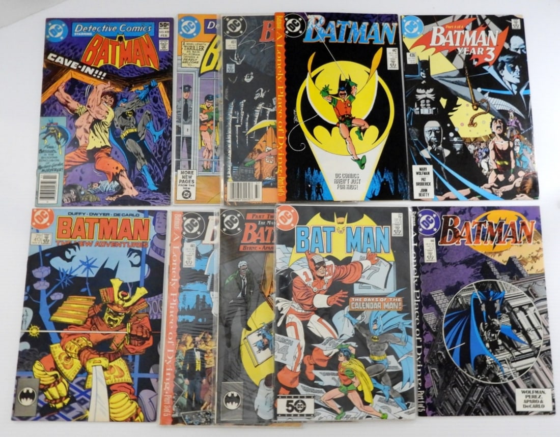 (10) VINTAGE COMICS FEATURING BATMAN: BATMAN THE NEW ADVENTURES, THE MANY DEATHS OF BATMAN, & MORE - VERY NICE CONDITION SLEEVED & BOARDED