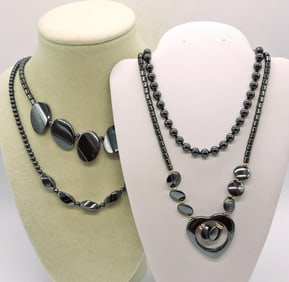 4 HEMATITE NECKLACES