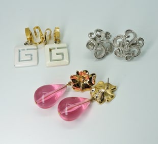 3 PAIR VINTAGE TRIFARI EARRINGS