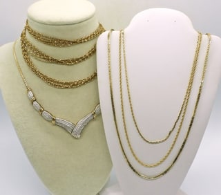 5 GOLD TONE NECKLACES