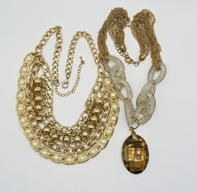 2 LARGE STATEMENT NECKLACES