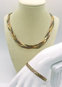 TRI TONE NECKLACE AND BRACELET