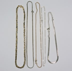 5 SILVER TONE CHAINS