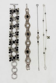 (4) BLACK & CLEAR STYLE BRACELETS