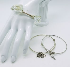(3) SILVER TONE BRACELETS