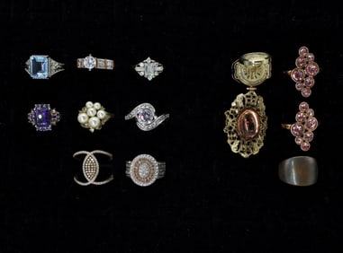13 FASHION RINGS, ALL STYLES