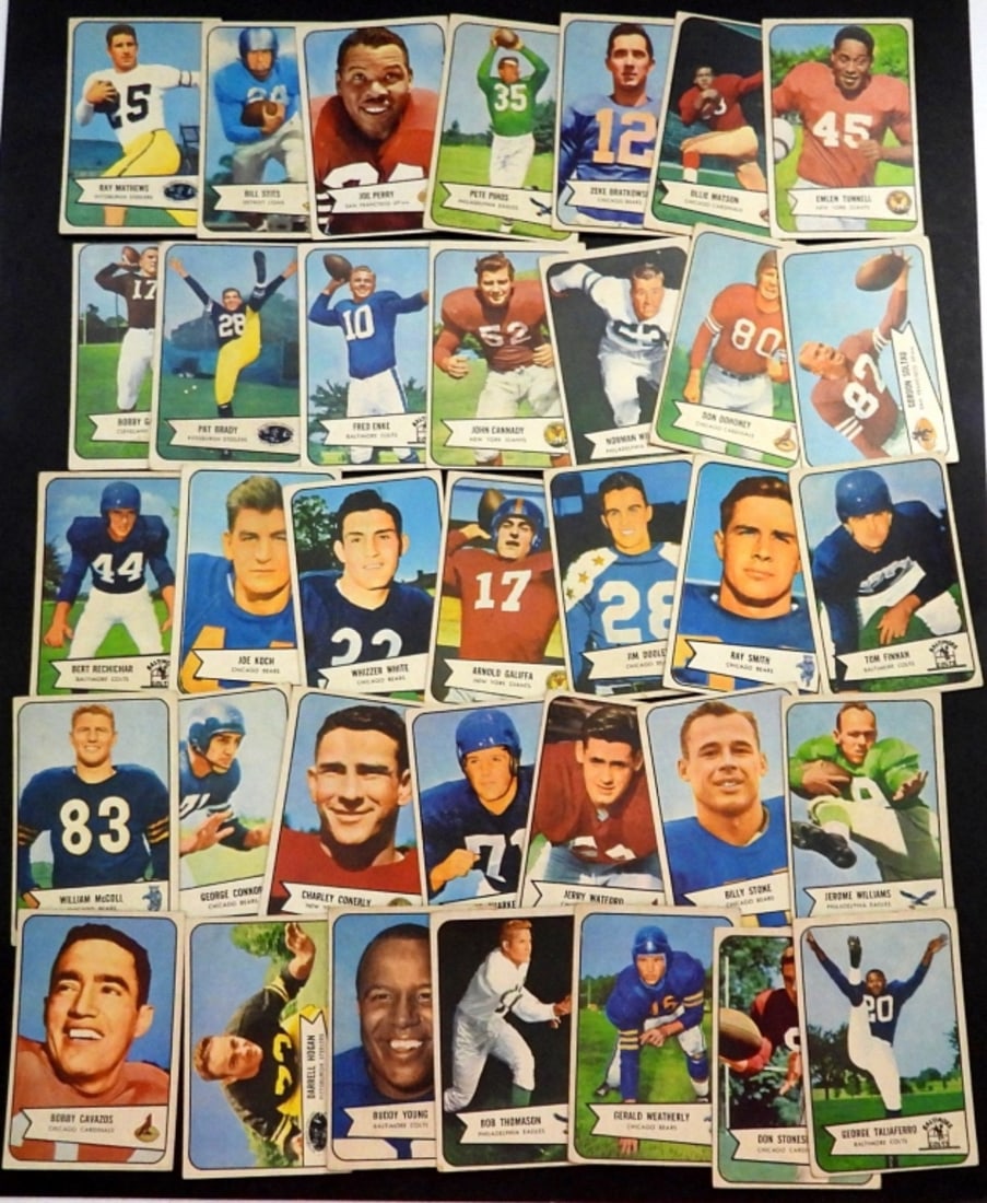 (35) 1954 BOWMAN FOOTBALL CARDS: ALL DIFFERENT - VERY NICE VGEX - LOADED with ALL TIME GREATS & ROOKIE CARDS
