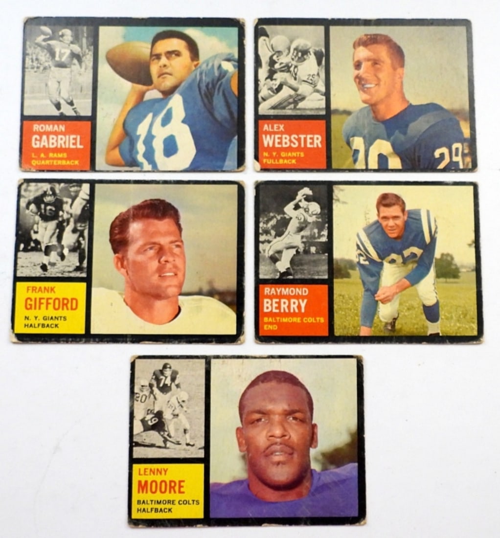 (5) 1960 TOPPS FOOTBALL STAR CARDS (1 of 2)