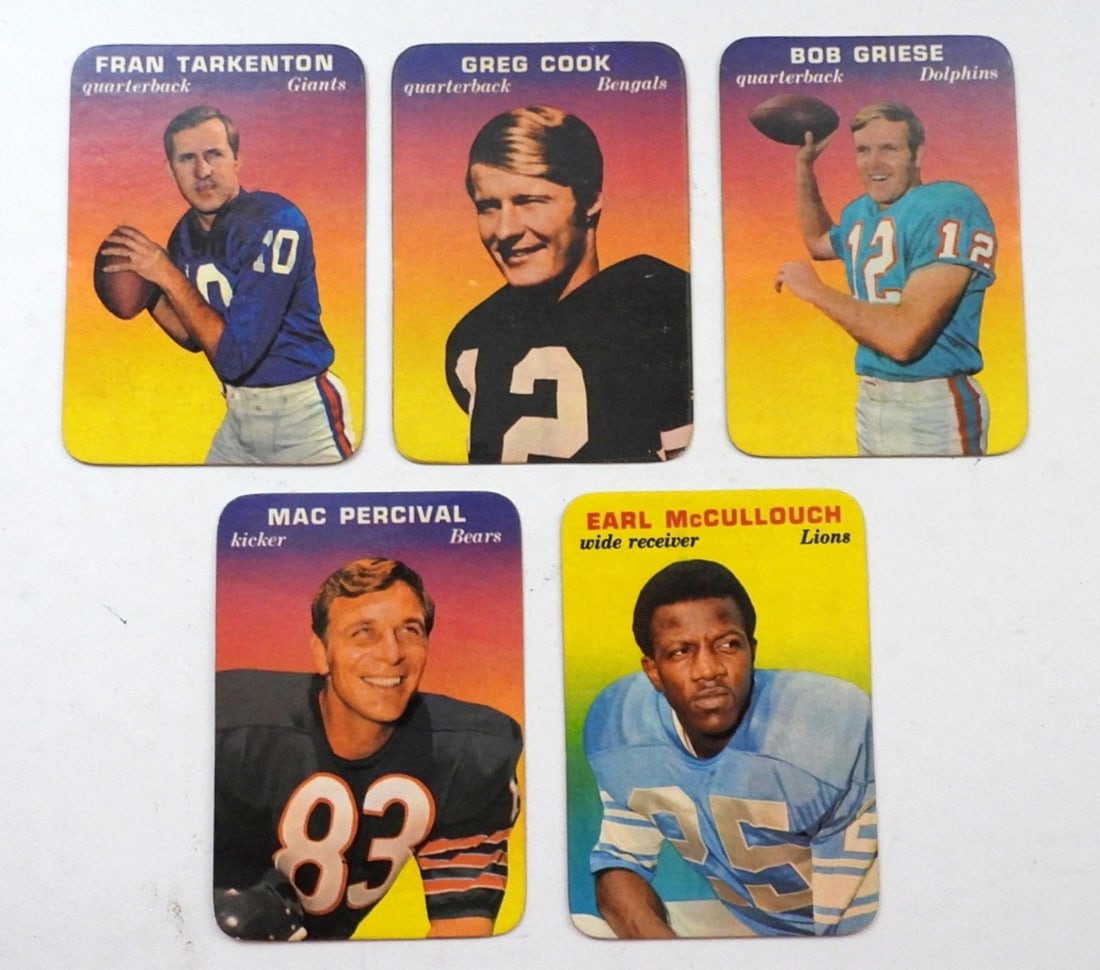 (5) 1970 TOPPS GLOSSY FOOTBALL CARDS: NICE EM/NM