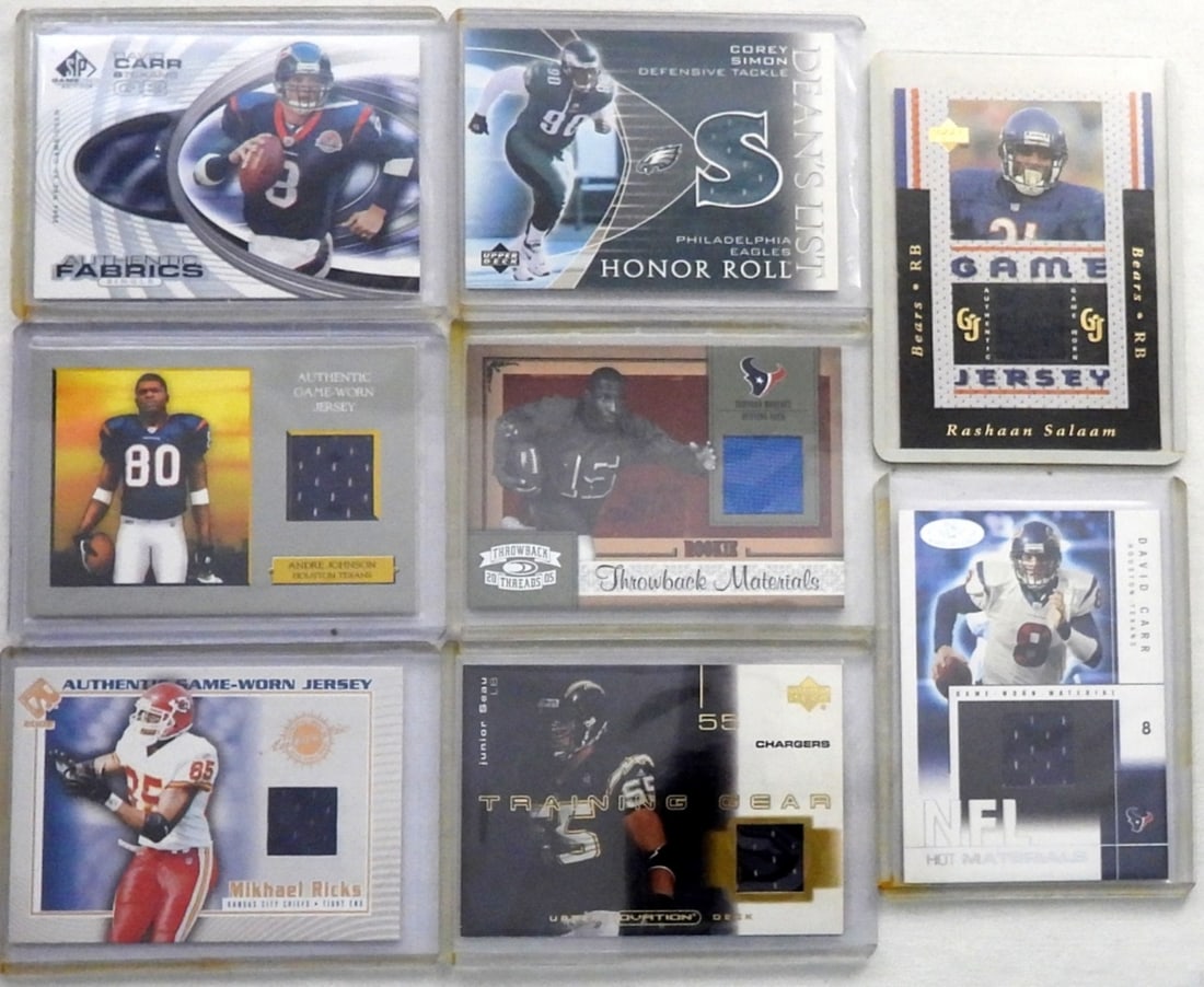 (8) NFL GAME WORN JERSEY CARDS (1 of 2)