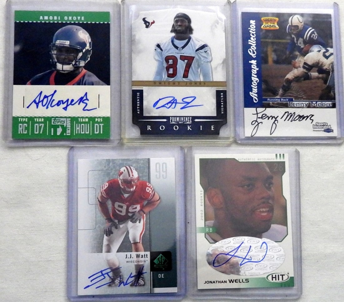 (5) FOOTBALL AUTOGRAPHED ROOKIE CARDS (1 of 2)