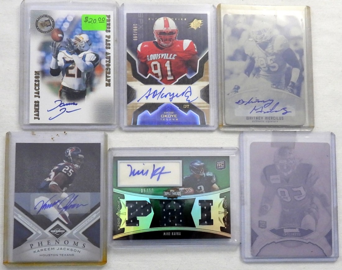 (6) FOOTBALL AUTOGRAPHED ROOKIE CARDS (1 of 2)