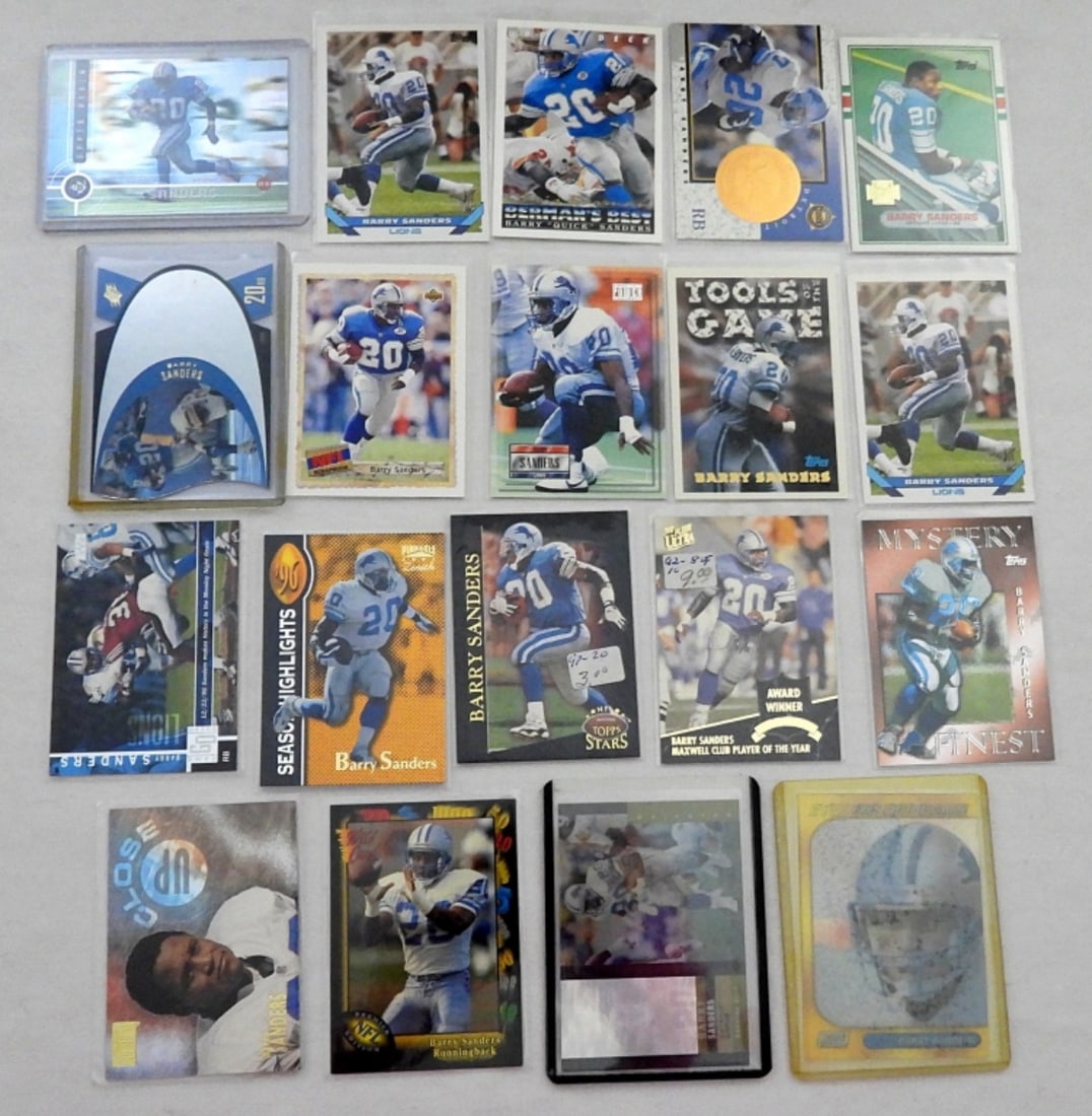 (19)  BARRY SANDERS FOOTBALL CARDS (1 of 2)
