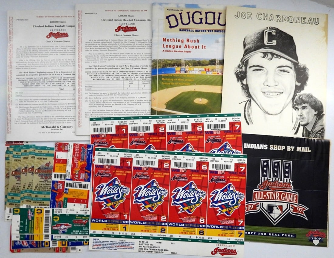 CLEVELAND INDIANS TICKETS & TRIBUTE LOT: 1998 ALL-STAR LOT