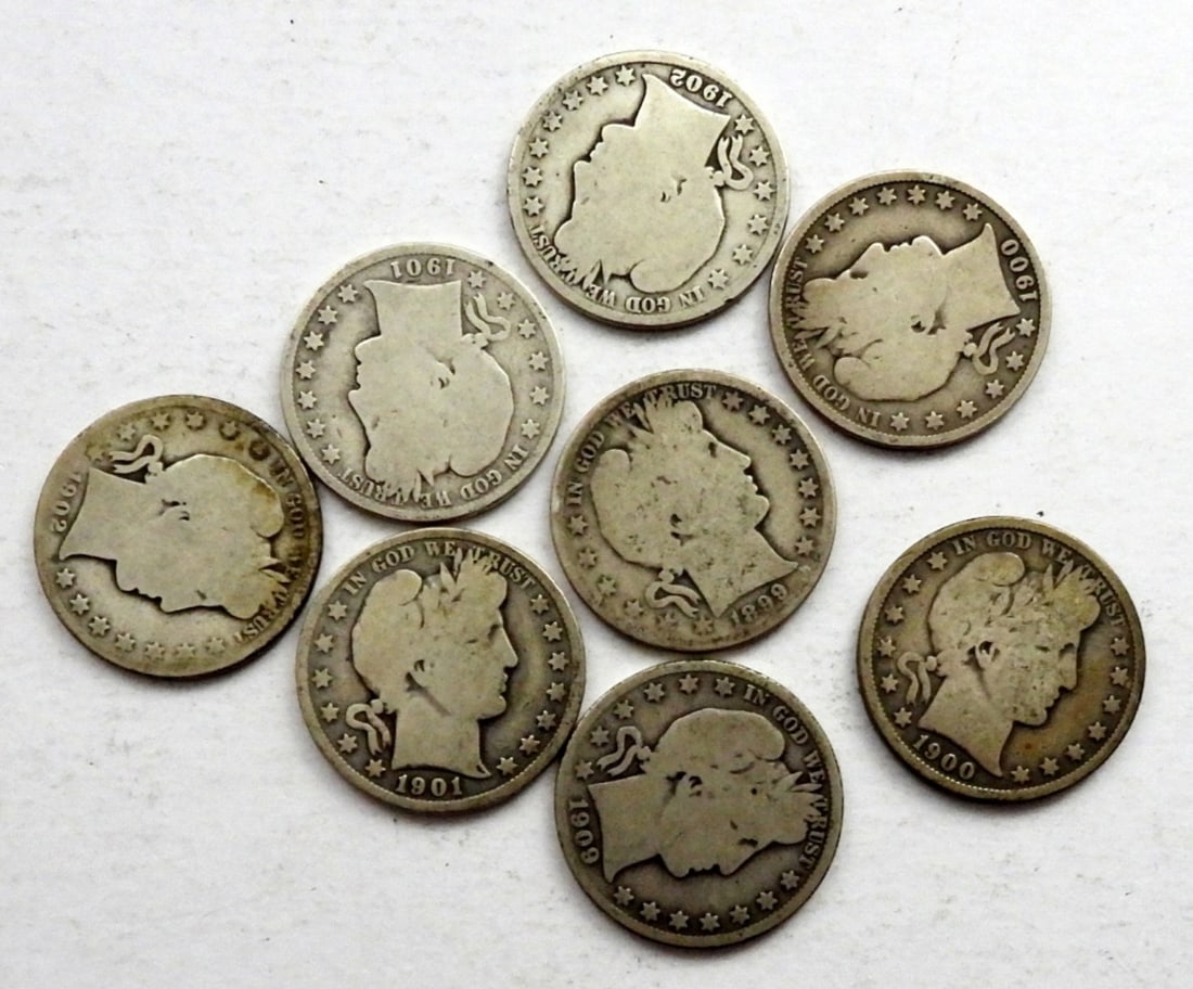 8 BARBER HALF DOLLARS CIRCS (1 of 2)