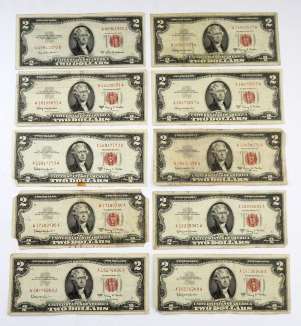 (10) 1963 $2 RED SEAL U.S. NOTES (1 of 2)